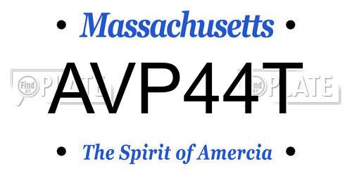 AVP44T Massachusetts License Plate
