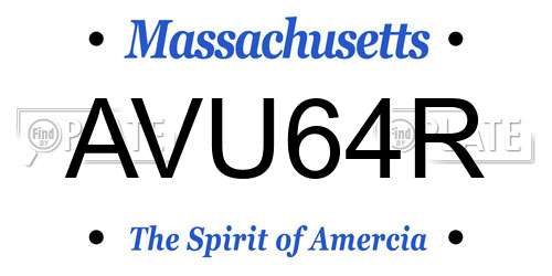 AVU64R Massachusetts License Plate