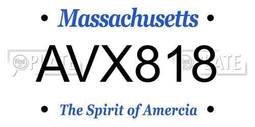 AVX818 Massachusetts License Plate