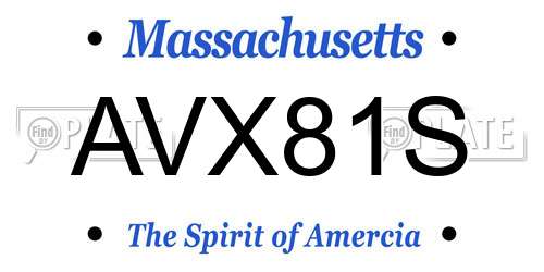 AVX81S Massachusetts License Plate