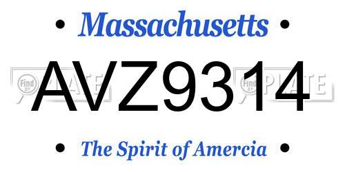 AVZ9314 Massachusetts License Plate