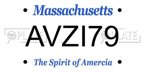 AVZI79 Massachusetts License Plate
