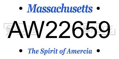 AW22659 Massachusetts License Plate