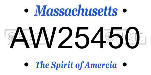 AW25450 Massachusetts License Plate