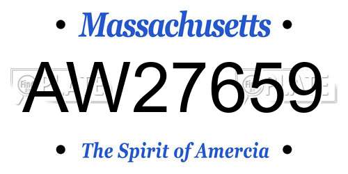 AW27659 Massachusetts License Plate