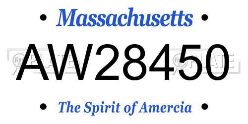 AW28450 Massachusetts License Plate