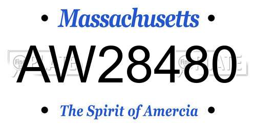 AW28480 Massachusetts License Plate