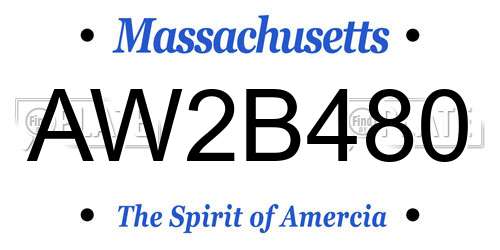 AW2B480 Massachusetts License Plate