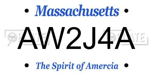 AW2J4A Massachusetts License Plate
