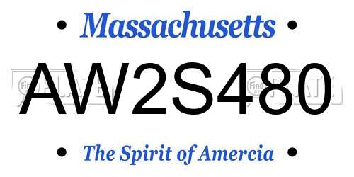 AW2S480 Massachusetts License Plate