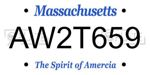 AW2T659 Massachusetts License Plate