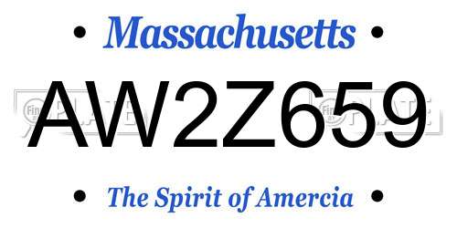 AW2Z659 Massachusetts License Plate