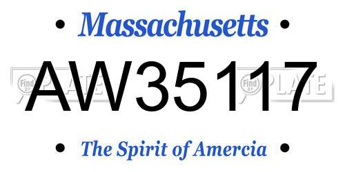 AW35117 Massachusetts License Plate