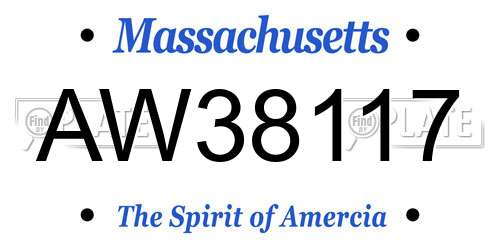 AW38117 Massachusetts License Plate