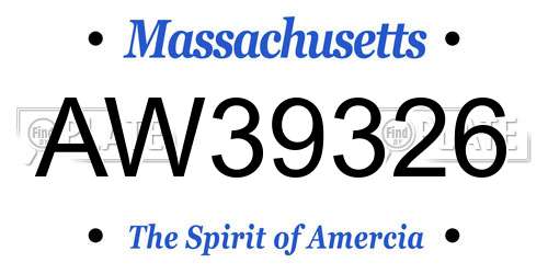 AW39326 Massachusetts License Plate