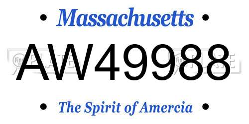 AW49988 Massachusetts License Plate