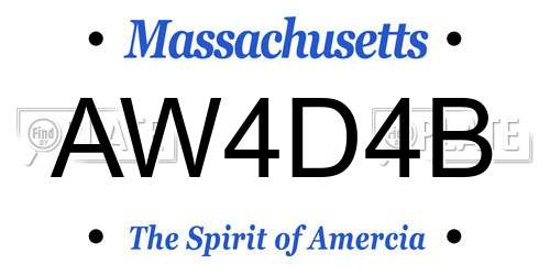 AW4D4B Massachusetts License Plate