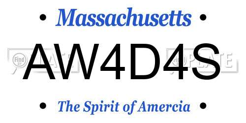 AW4D4S Massachusetts License Plate