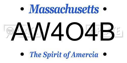 AW4O4B Massachusetts License Plate
