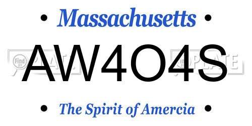 AW4O4S Massachusetts License Plate