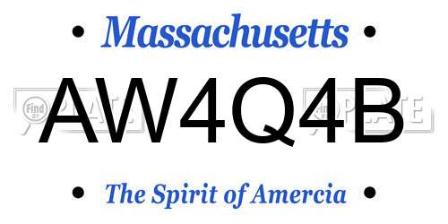 AW4Q4B Massachusetts License Plate