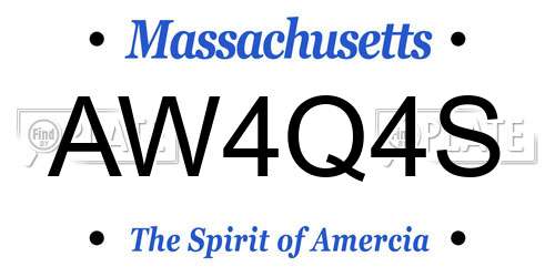 AW4Q4S Massachusetts License Plate