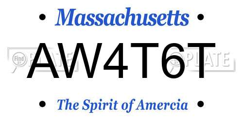 AW4T6T Massachusetts License Plate