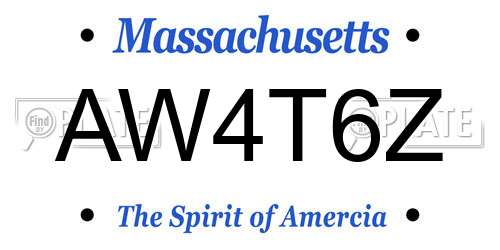 AW4T6Z Massachusetts License Plate