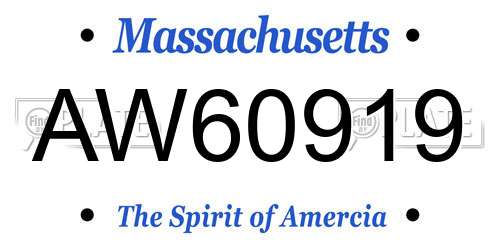AW60919 Massachusetts License Plate