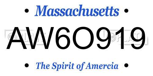 AW6O919 Massachusetts License Plate