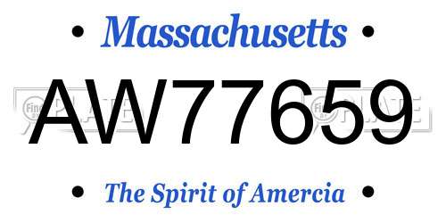 AW77659 Massachusetts License Plate