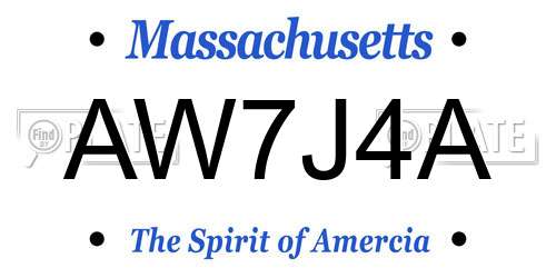 AW7J4A Massachusetts License Plate