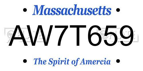 AW7T659 Massachusetts License Plate