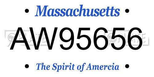 AW95656 Massachusetts License Plate