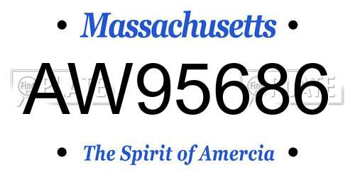 AW95686 Massachusetts License Plate