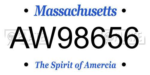 AW98656 Massachusetts License Plate