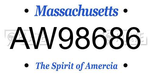 AW98686 Massachusetts License Plate