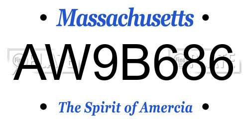 AW9B686 Massachusetts License Plate