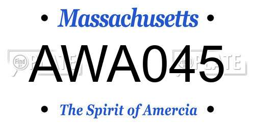 AWA045 Massachusetts License Plate