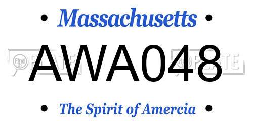 AWA048 Massachusetts License Plate