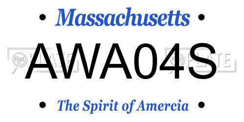 AWA04S Massachusetts License Plate