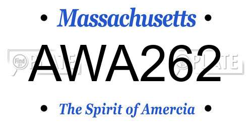 AWA262 Massachusetts License Plate