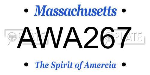 AWA267 Massachusetts License Plate