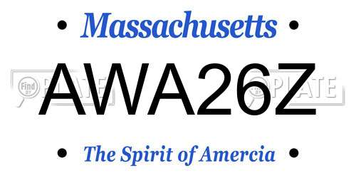 AWA26Z Massachusetts License Plate