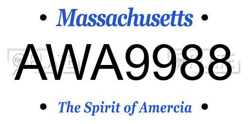 AWA9988 Massachusetts License Plate