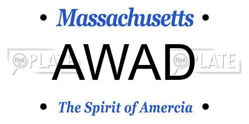 AWAD Massachusetts License Plate