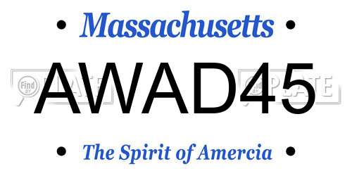 AWAD45 Massachusetts License Plate