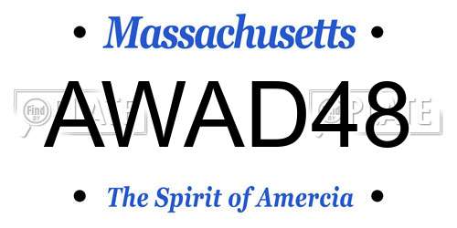 AWAD48 Massachusetts License Plate