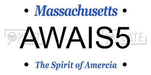 AWAIS5 Massachusetts License Plate