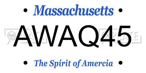AWAQ45 Massachusetts License Plate